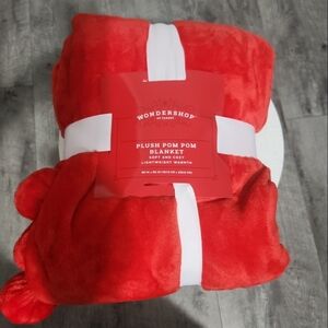 Wondershop Vibrant Red Plush Pom Pom Throw